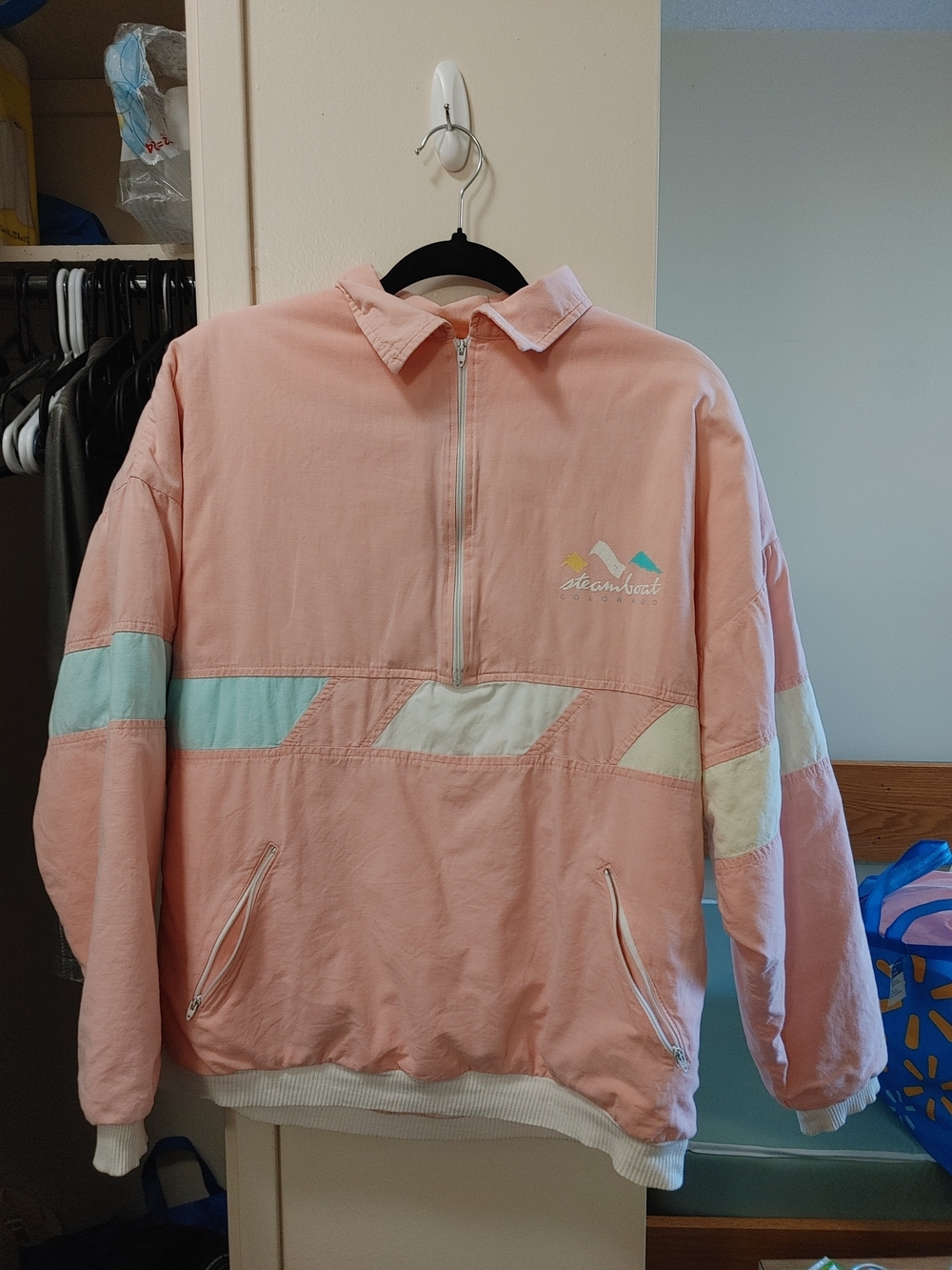 Pink Half-Zip Pullover Jacket